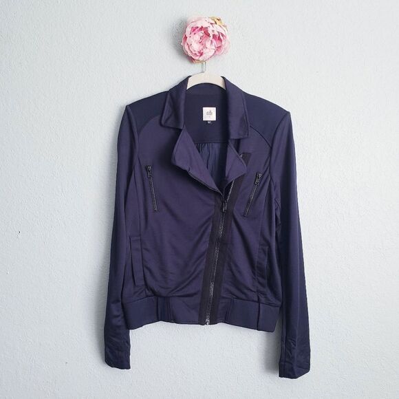Cabi Navy Blue Chance Full Zip Moto Jacket - Picture 1 of 7
